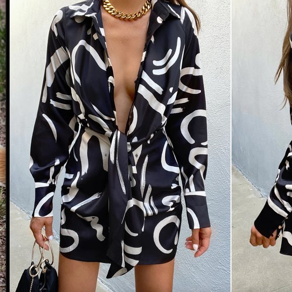 RUNAWAY The Label Ruby Blue Shirt Satin Dress - Picture 5 of 6